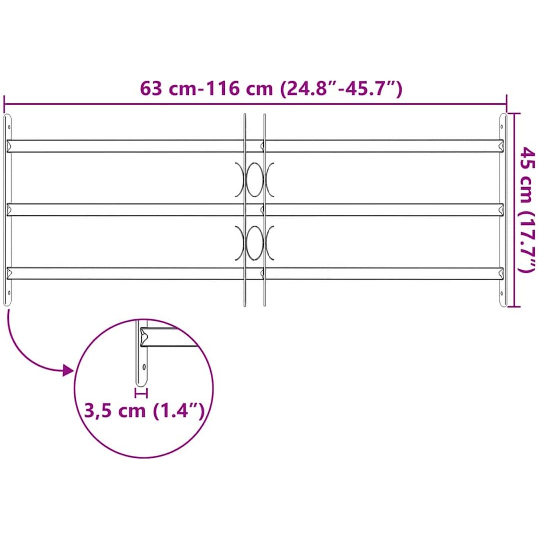 Fönstergaller med 3 stänger justerbart vidaXL 700 - 1050 mm – bild 7