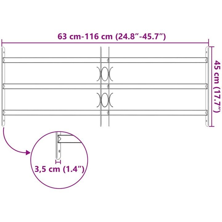 Fönstergaller med 3 stänger justerbart vidaXL 700 - 1050 mm – bild 7