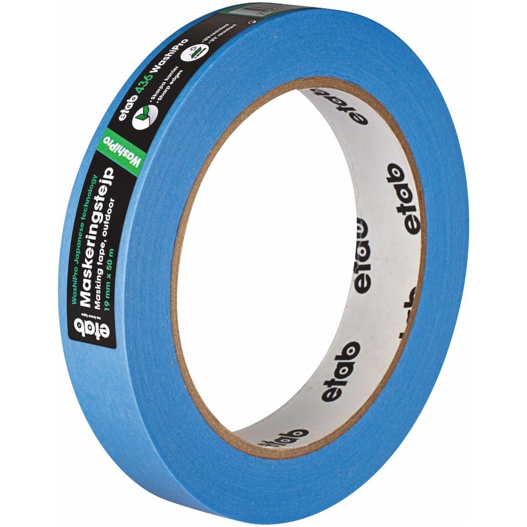 Fönstermarkeringstejp WashiPro, Blå, 19mm, 50m/rle etab – bild 2