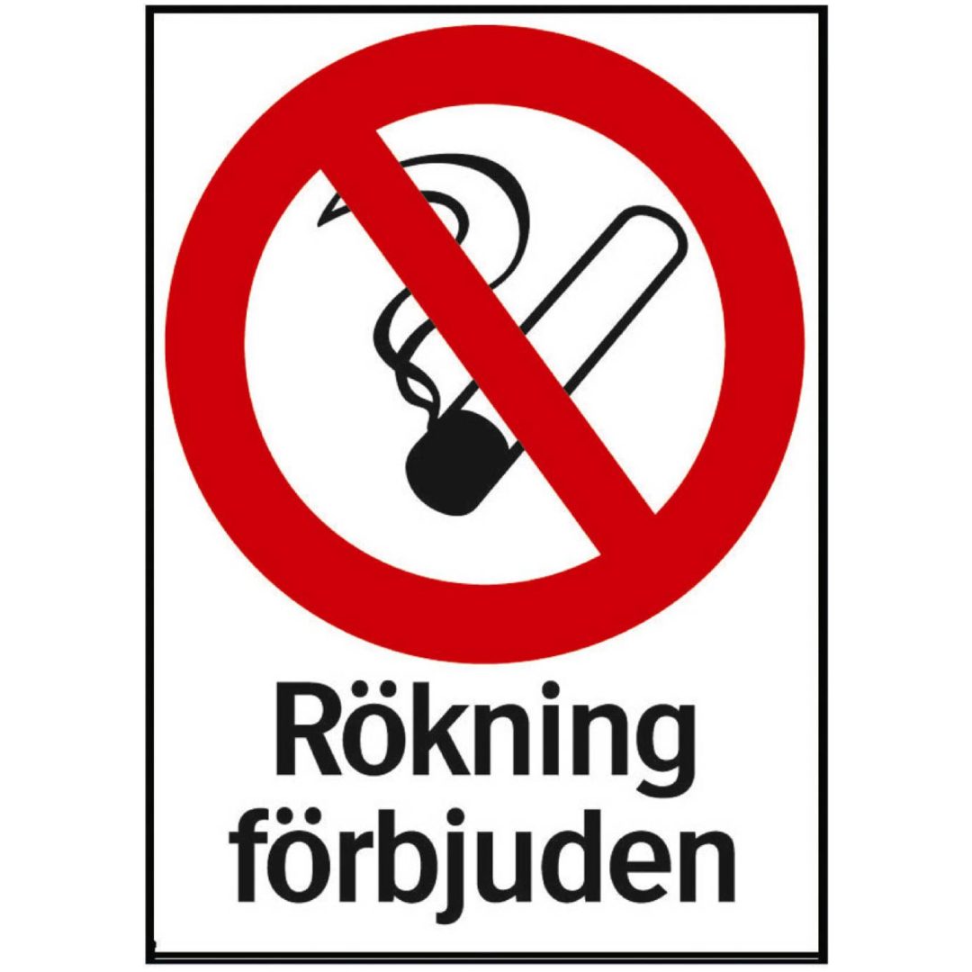 Förbudsskylt Rökning Förbjuden SYSTEMTE SKYLT 34-5713 297X420MM – bild 2