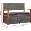 Förvaringsbänk 115 cm konstrotting och massivt akaciaträ grå vidaXL – miniatyr 9