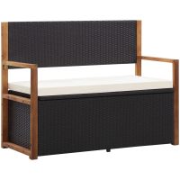 Förvaringsbänk 115 cm konstrotting och massivt akaciaträ vidaXL