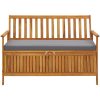 Förvaringsbänk 120 cm massivt akaciaträ vidaXL 120 x 63 x 84 cm – miniatyr 2