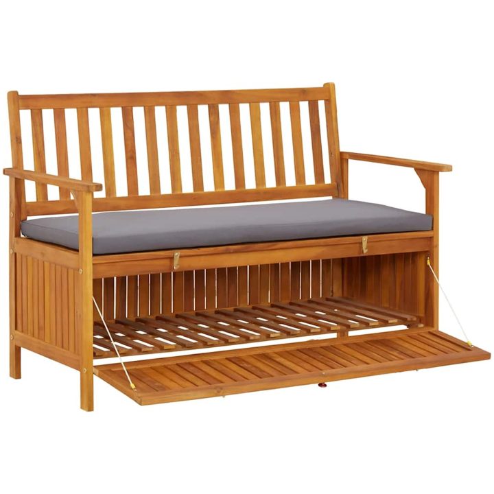 Förvaringsbänk 120 cm massivt akaciaträ vidaXL 120 x 63 x 84 cm – bild 7