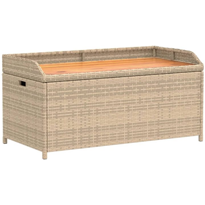 Förvaringsbänk beigemix konstrotting massiv akacia vidaXL 100 x 50 x 52 cm – bild 2