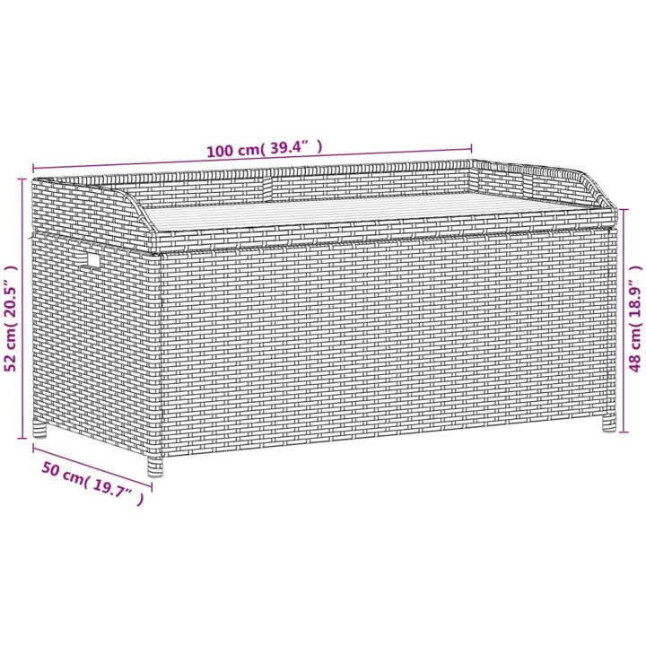 Förvaringsbänk beigemix konstrotting massiv akacia vidaXL 100 x 50 x 52 cm – bild 11