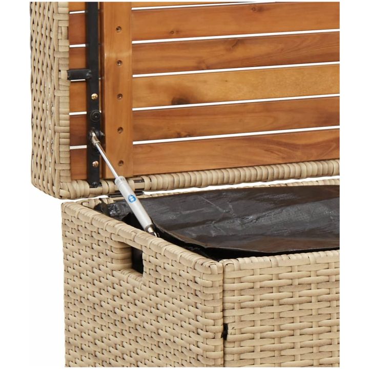 Förvaringsbänk beigemix konstrotting massiv akacia vidaXL 100 x 50 x 52 cm – bild 8