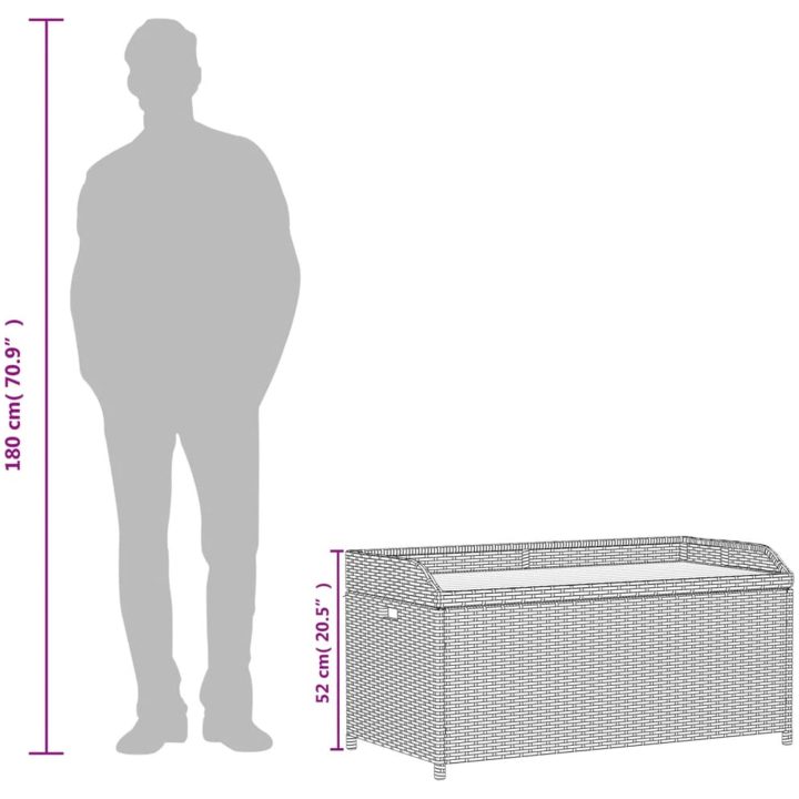 Förvaringsbänk beigemix konstrotting massiv akacia vidaXL 100 x 50 x 52 cm – bild 10