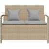 Förvaringsbänk för trädgård med dyna beige konstrotting vidaXL – miniatyr 4