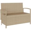 Förvaringsbänk för trädgård med dyna beige konstrotting vidaXL – miniatyr 5