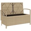 Förvaringsbänk för trädgård med dyna beige konstrotting vidaXL – miniatyr 6