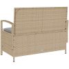 Förvaringsbänk för trädgård med dyna beige konstrotting vidaXL – miniatyr 8