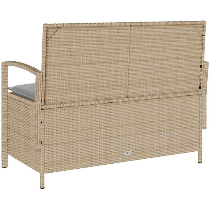 Förvaringsbänk för trädgård med dyna beige konstrotting vidaXL – bild 8