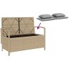 Förvaringsbänk för trädgård med dyna beige konstrotting vidaXL – miniatyr 9