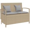 Förvaringsbänk för trädgård med dyna beige konstrotting vidaXL – miniatyr 1