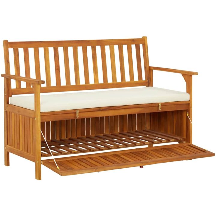 Förvaringsbänk för trädgården akaciaträ vidaXL 120 x 63 x 84 cm – bild 4