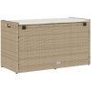 Förvaringsbänk för utomhusbruk dyna beige 100 cm konstrotting vidaXL – miniatyr 6