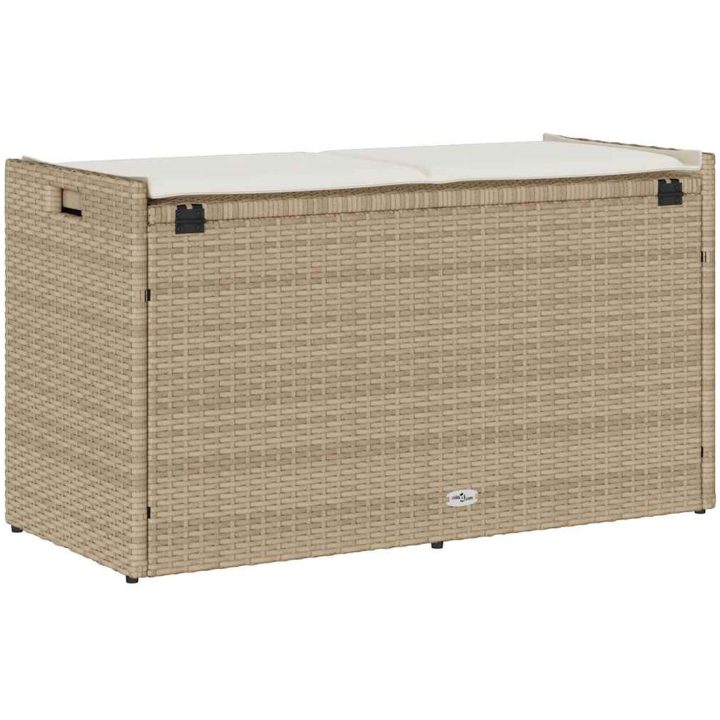 Förvaringsbänk för utomhusbruk dyna beige 100 cm konstrotting vidaXL – bild 6
