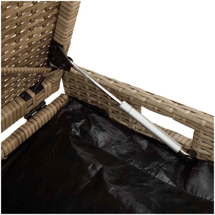 Förvaringsbänk för utomhusbruk dyna beige 100 cm konstrotting vidaXL – bild 9
