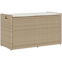 Förvaringsbänk för utomhusbruk dyna beige 100 cm konstrotting vidaXL
