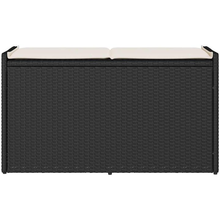 Förvaringsbänk för utomhusbruk dyna svart 100 cm konstrotting vidaXL – bild 4