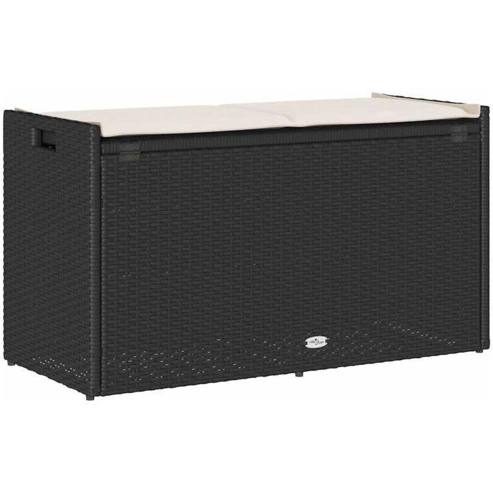 Förvaringsbänk för utomhusbruk dyna svart 100 cm konstrotting vidaXL – bild 6