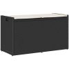 Förvaringsbänk för utomhusbruk dyna svart 100 cm konstrotting vidaXL – miniatyr 1
