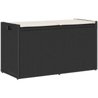 Förvaringsbänk för utomhusbruk dyna svart 100 cm konstrotting vidaXL