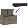 Förvaringsbänk för utomhusbruk med dyna grå 100 cm konstrotting vidaXL – miniatyr 7