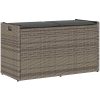 Förvaringsbänk för utomhusbruk med dyna grå 100 cm konstrotting vidaXL – miniatyr 1