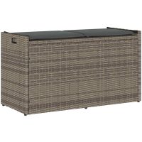Förvaringsbänk för utomhusbruk med dyna grå 100 cm konstrotting vidaXL