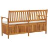 Förvaringsbänk med dyna 170 cm massivt akaciaträ vidaXL 148 x 62 x 84 cm – miniatyr 5