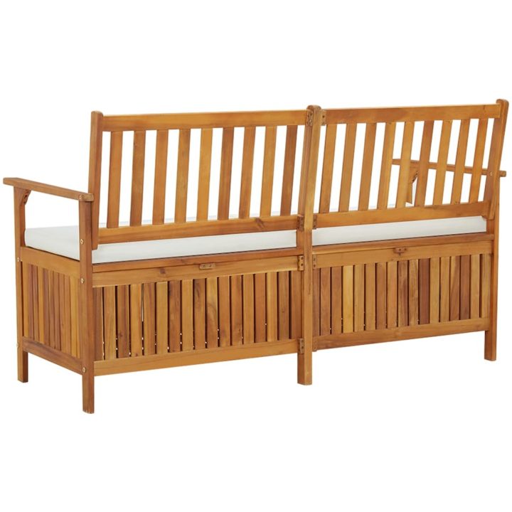 Förvaringsbänk med dyna 170 cm massivt akaciaträ vidaXL 148 x 62 x 84 cm – bild 5