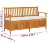 Förvaringsbänk med dyna 170 cm massivt akaciaträ vidaXL 148 x 62 x 84 cm – miniatyr 9