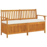 Förvaringsbänk med dyna 170 cm massivt akaciaträ vidaXL