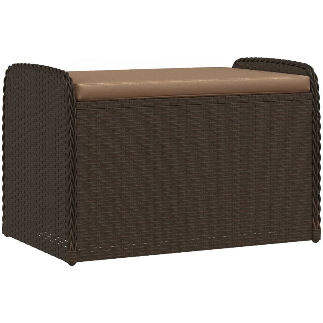 Förvaringsbänk med dyna brun konstrotting vidaXL 80 x 51 x 52 cm – bild 2