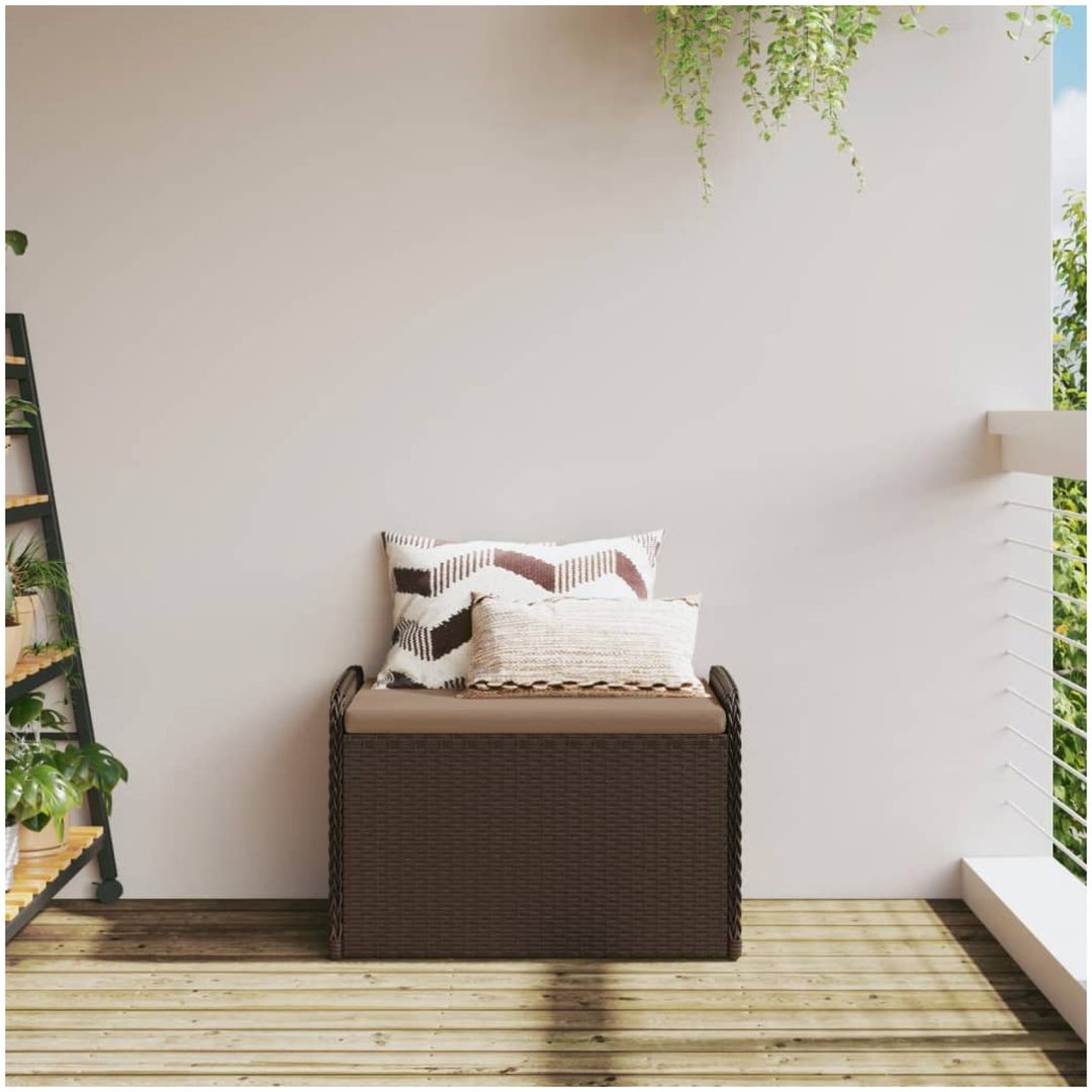 Förvaringsbänk med dyna brun konstrotting vidaXL 80 x 51 x 52 cm – bild 3