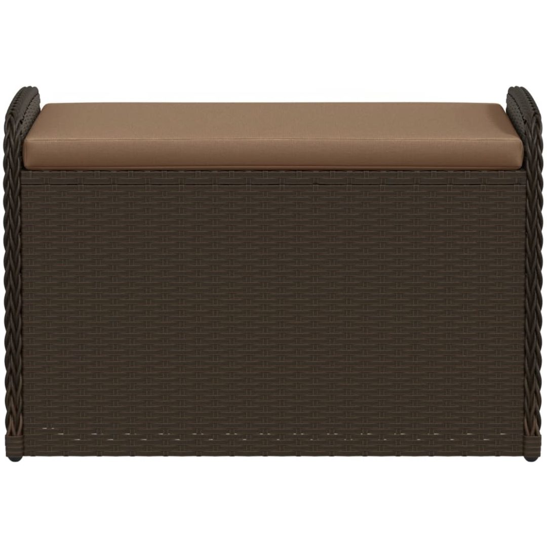 Förvaringsbänk med dyna brun konstrotting vidaXL 80 x 51 x 52 cm – bild 4