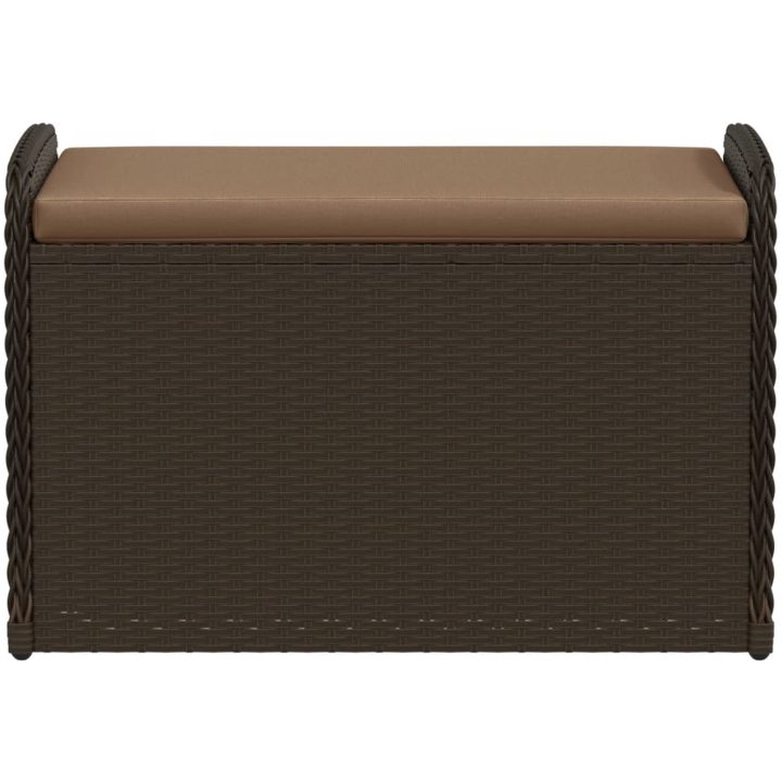 Förvaringsbänk med dyna brun konstrotting vidaXL 80 x 51 x 52 cm – bild 4