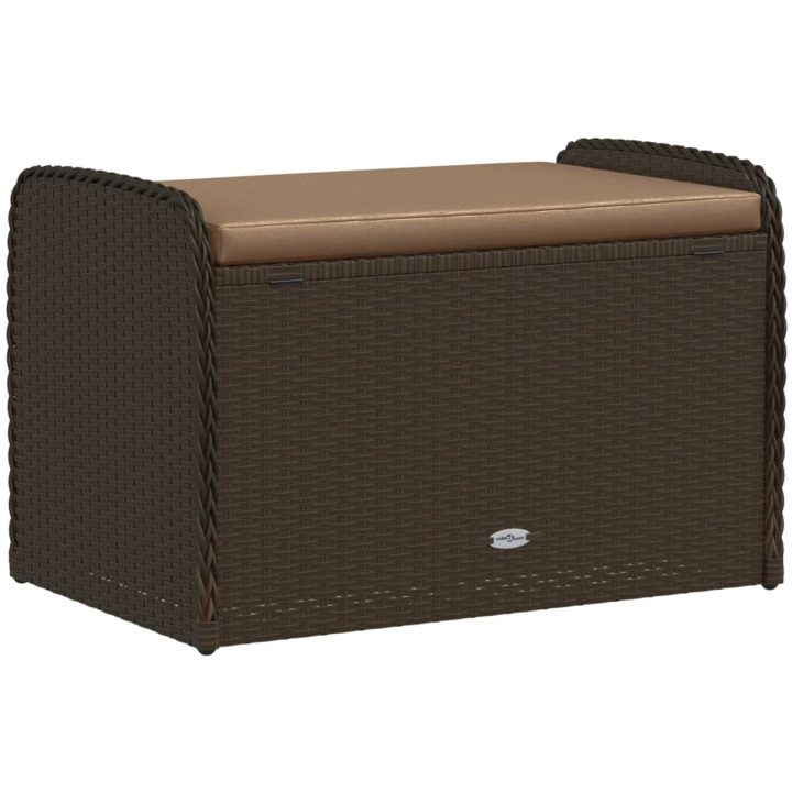 Förvaringsbänk med dyna brun konstrotting vidaXL 80 x 51 x 52 cm – bild 6