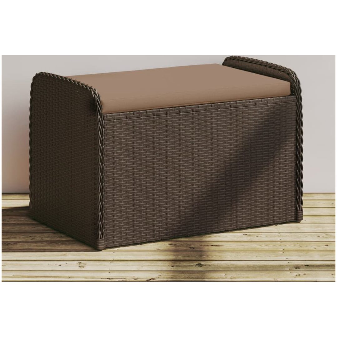Förvaringsbänk med dyna brun konstrotting vidaXL 80 x 51 x 52 cm