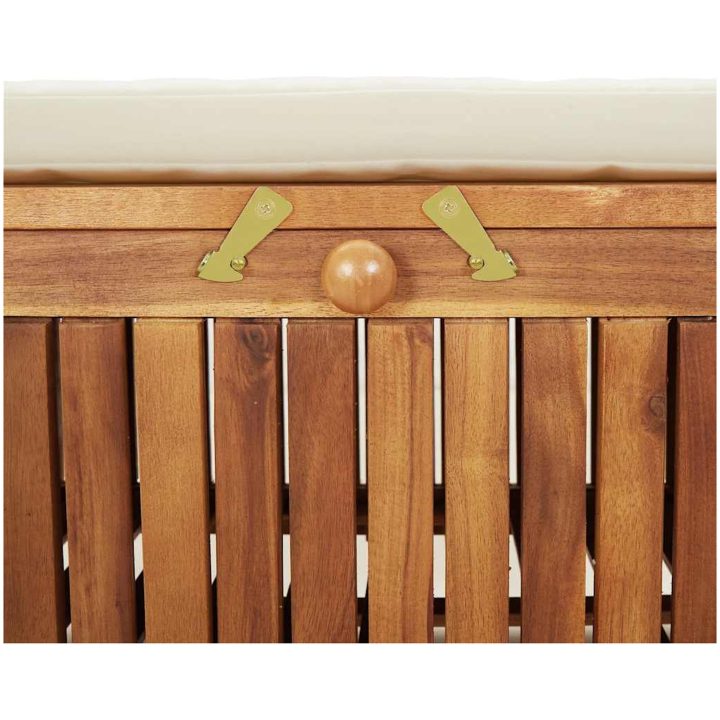 Förvaringsbänk med dyna för trädgård 126 cm massiv akacia vidaXL 126 x 50 x 60 cm – bild 11
