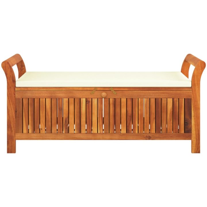 Förvaringsbänk med dyna för trädgård 126 cm massiv akacia vidaXL 126 x 50 x 60 cm – bild 5