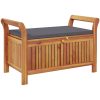 Förvaringsbänk med dyna för trädgård 91 cm massiv akacia vidaXL 91 x 50 x 60 cm – miniatyr 2