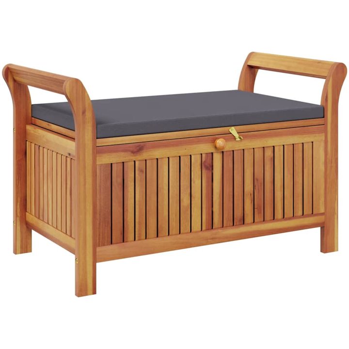 Förvaringsbänk med dyna för trädgård 91 cm massiv akacia vidaXL 91 x 50 x 60 cm – bild 2