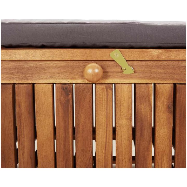 Förvaringsbänk med dyna för trädgård 91 cm massiv akacia vidaXL 91 x 50 x 60 cm – bild 11