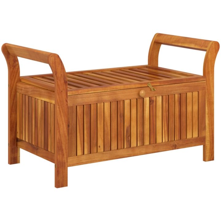 Förvaringsbänk med dyna för trädgård 91 cm massiv akacia vidaXL 91 x 50 x 60 cm – bild 3