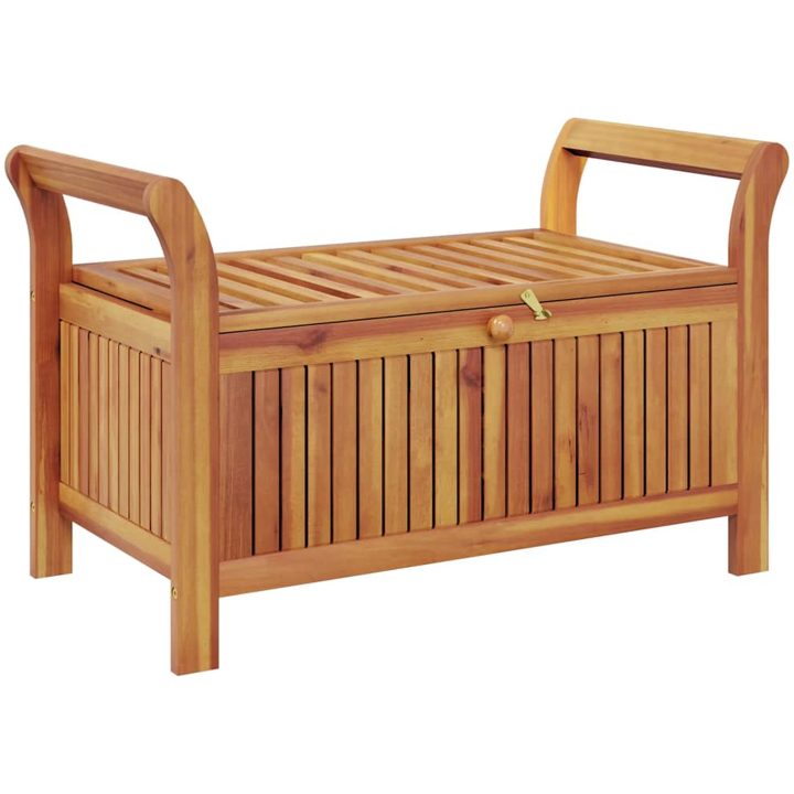 Förvaringsbänk med dyna för trädgård 91 cm massiv akacia vidaXL 91 x 50 x 60 cm – bild 6