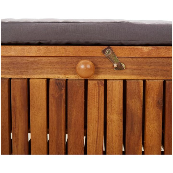 Förvaringsbänk med dyna för trädgård 91 cm massiv akacia vidaXL 91 x 50 x 60 cm – bild 9