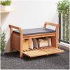 Förvaringsbänk med dyna för trädgård 91 cm massiv akacia vidaXL 91 x 50 x 60 cm – miniatyr 1